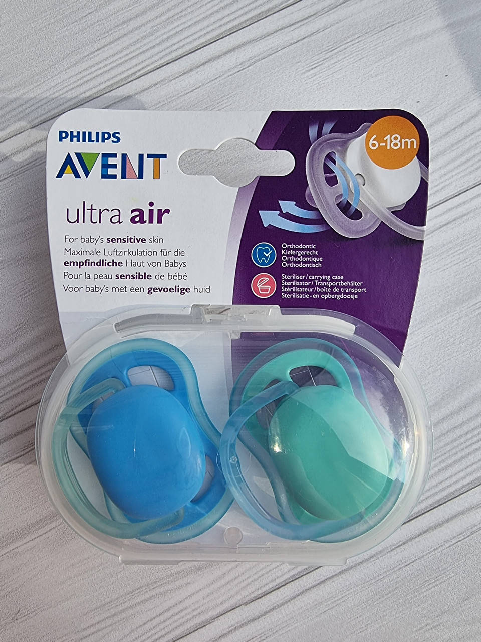 

Пустышки силиконовые ортодонтические Philips Avent 6-18 мес (2 шт), Зелёный