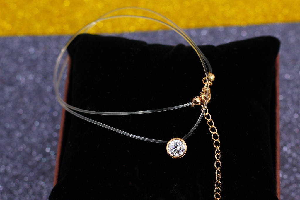 

Леска Xuping Jewelry с кулоном камень 7 мм в ободке 40 см добавка 5 см золотистая