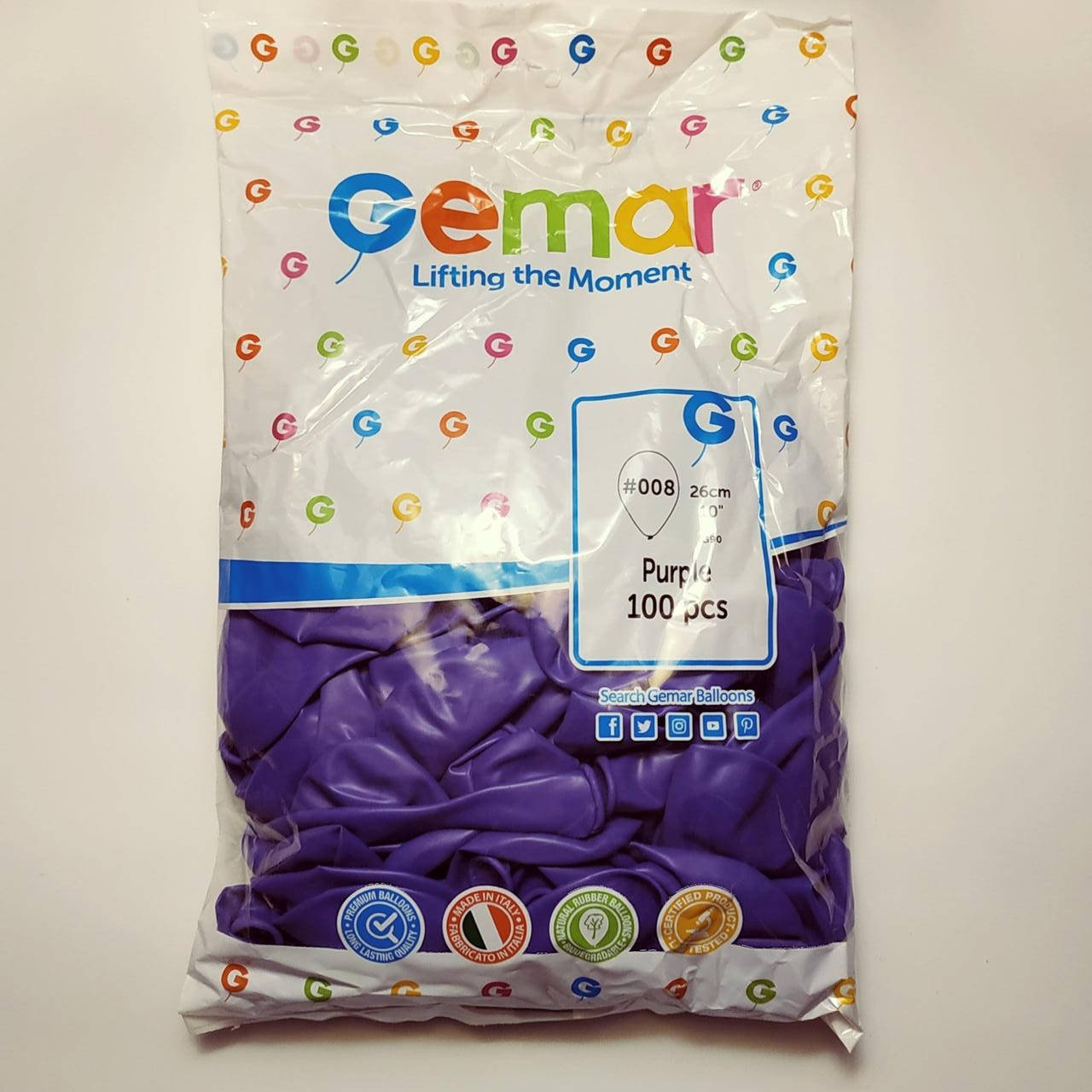 

Воздушные шары Gemar пастель 10"(26 см) фиолетовый 100 шт