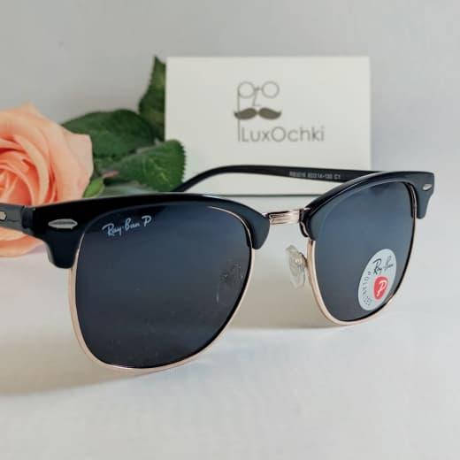 

Культовые солнцезащитные очки Ray Ban Clubmaster поляризованные черные, Черный