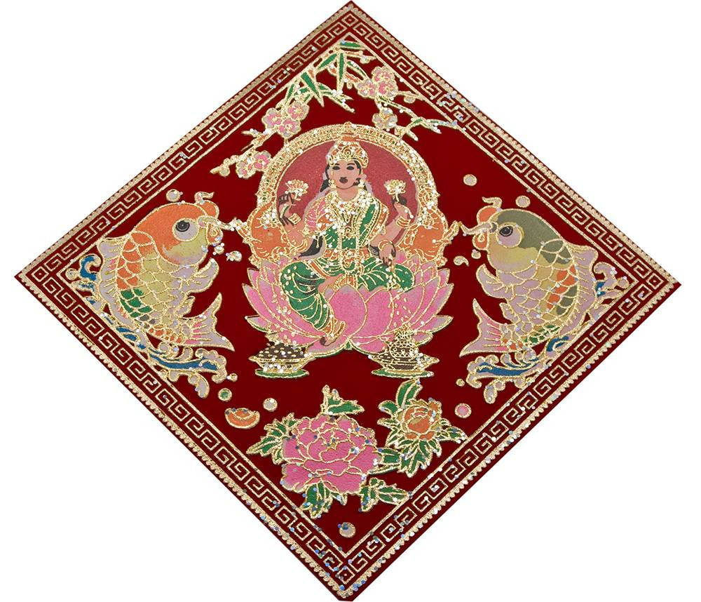 

Коврик для счета денег "Лакшми с рыбами" 17х17см (25634)