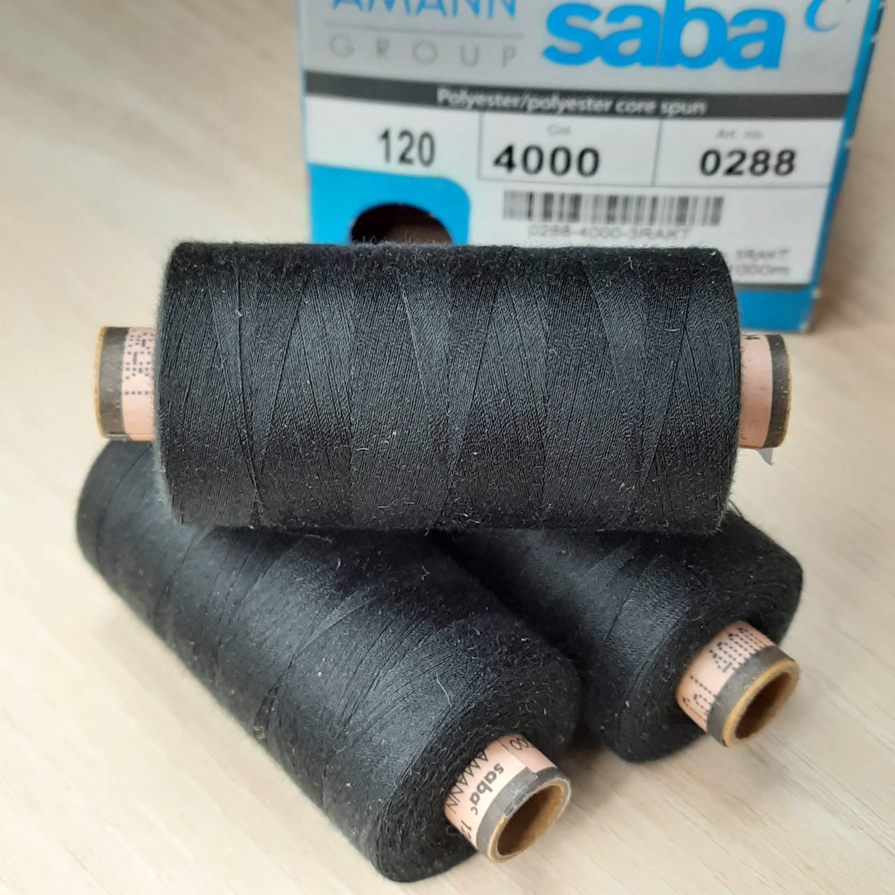 

Нитки Amann Saba 120 черный №4000 (1000м)