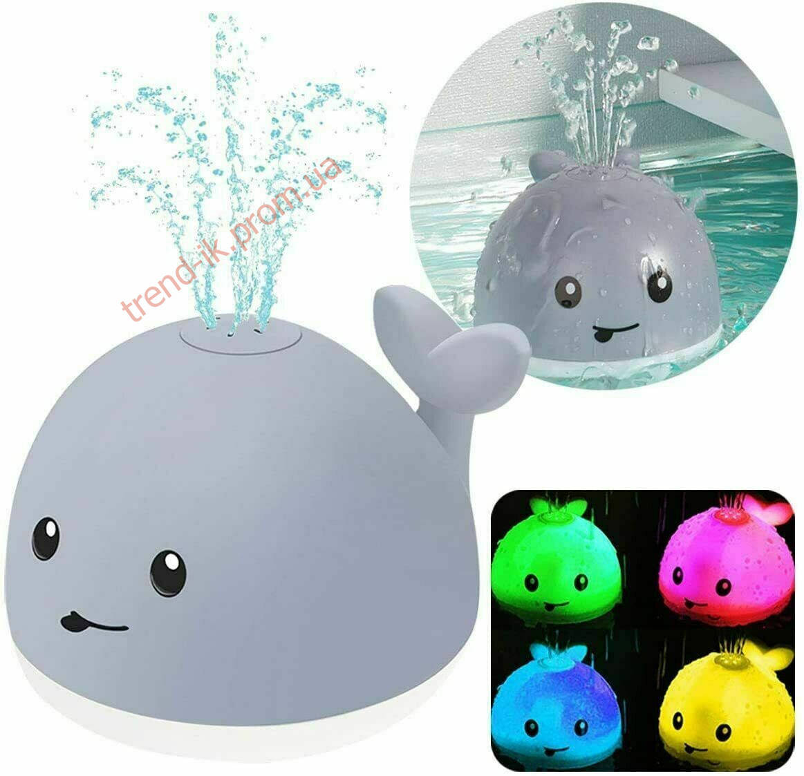 

Игрушка для ванной Кит светящийся с фонтаном