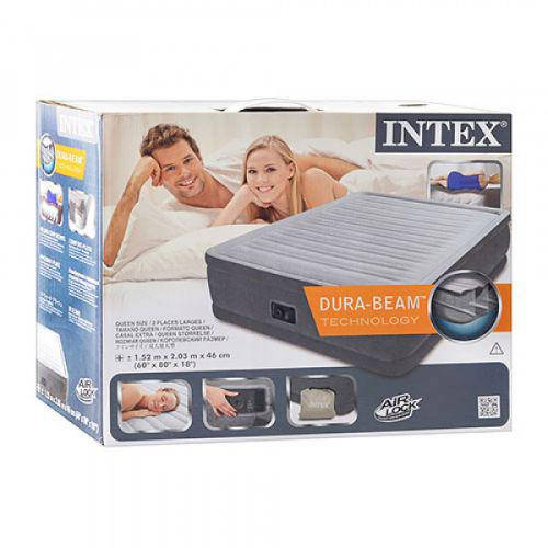 

Надувная кровать велюр с насосом 220V Intex 64414, Серый