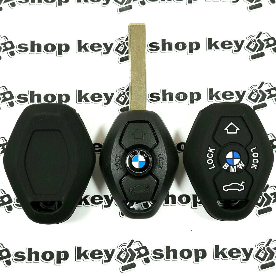 

Чехол (черный, силиконовый) для авто ключа BMW (БМВ) 3 кнопки