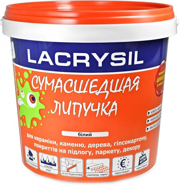 

Клей универсальный акриловый «Сумасшедшая липучка» Lacrysil 12 кг, Белый