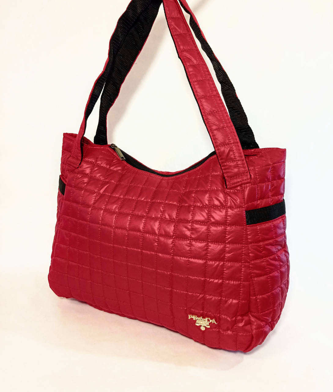 

Сумка женская стёганая вместительная 44*30*17см красная (200-761)