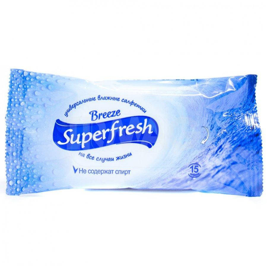 

Влажные салфетки 15шт SUPER FRESH Breeze 356