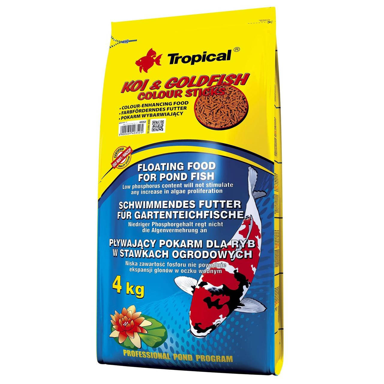 

Корм Tropical Koi & Gold Color Sticks 50 литров, вес 4 кг