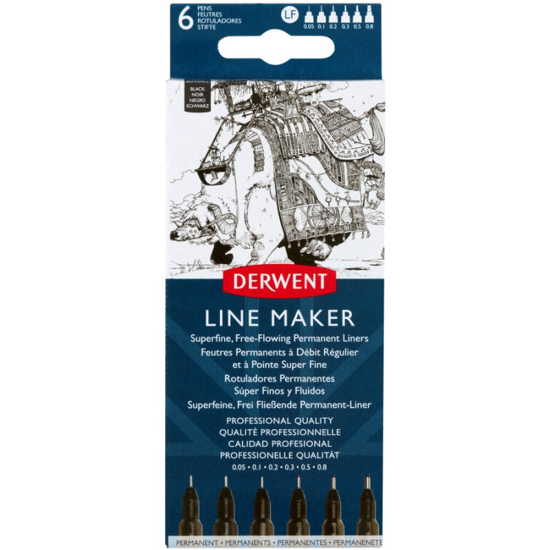 

Линеры Derwent Line Maker Black набор 6цв. черный (5028252595803)