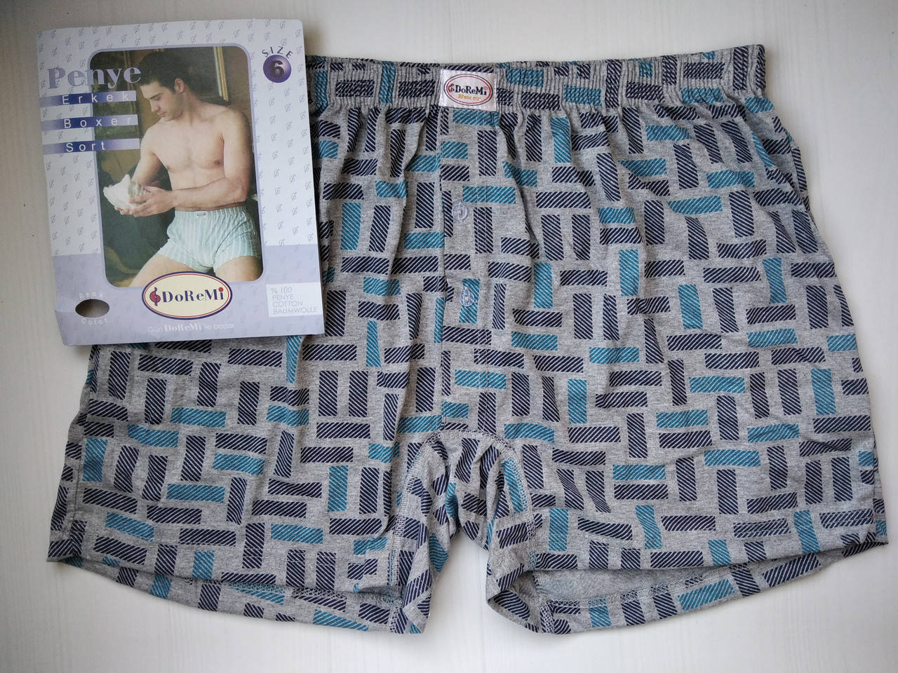 

Трусы мужские семейные шорты DoReMi хлопок Турция синий прямоугольники 6 3XL 54
