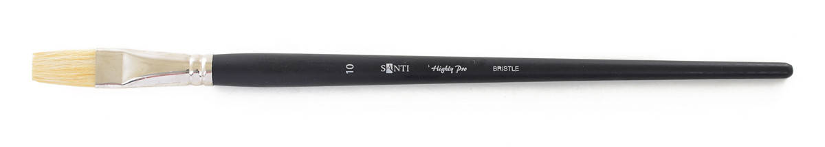 

Кисть худож. щетина "Santi Highly Pro", длинная ручка, плоская, №10.