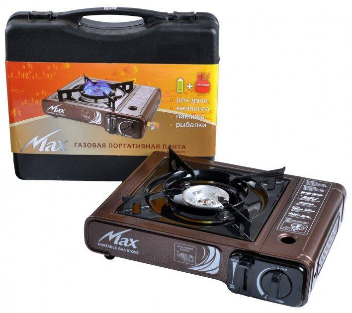 

Плита газовая портативная MAXsun MS-2500LPG brown hammer с адаптером в кейсе (Корея)