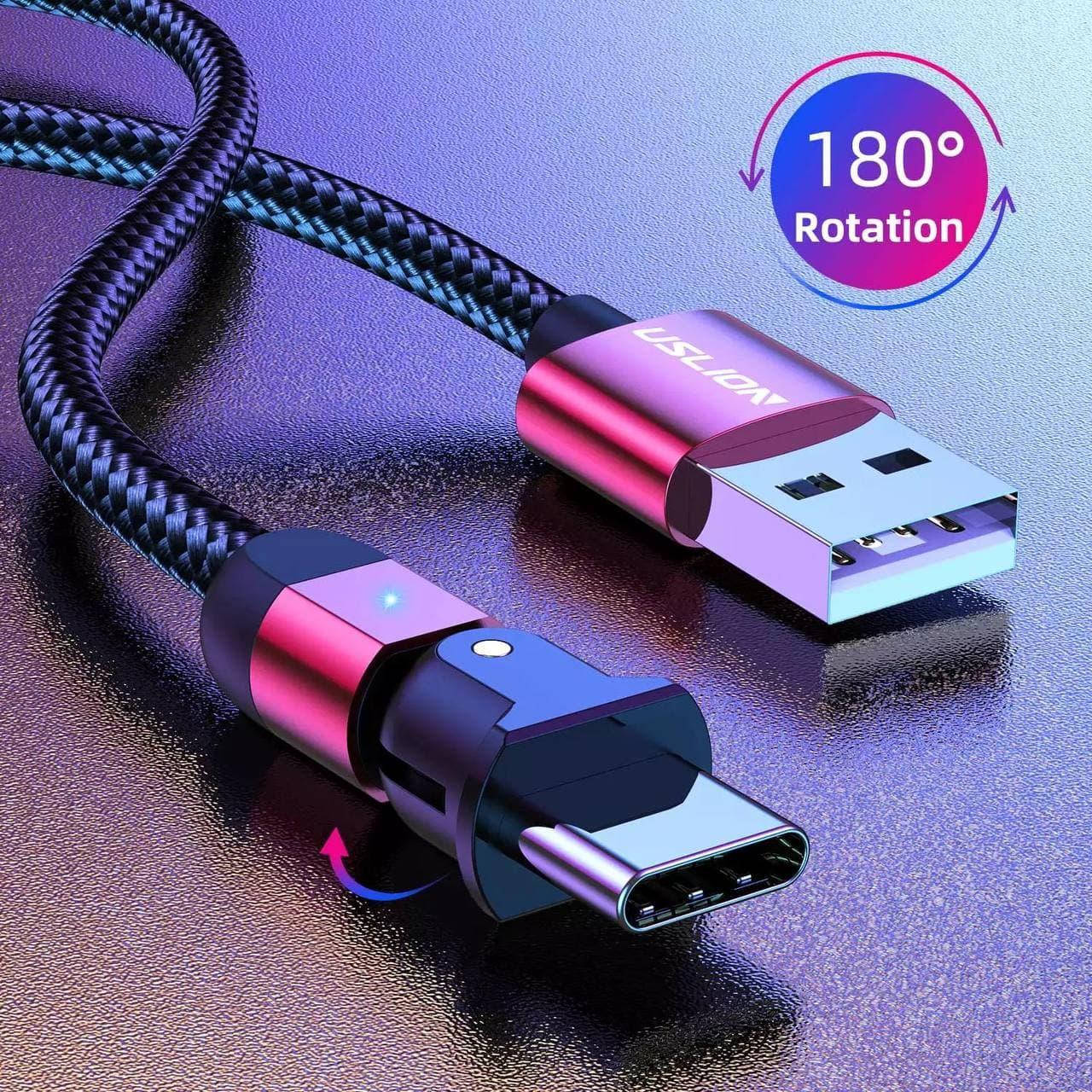 

Кабель Lightning 3А iPhone Uslion поворотный 180 градусов передача данных и зарядка