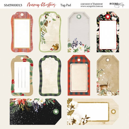 

Лист двусторонней бумаги 20х20см Tag-Pad Merry Christmas от Scrapmir, 1 шт