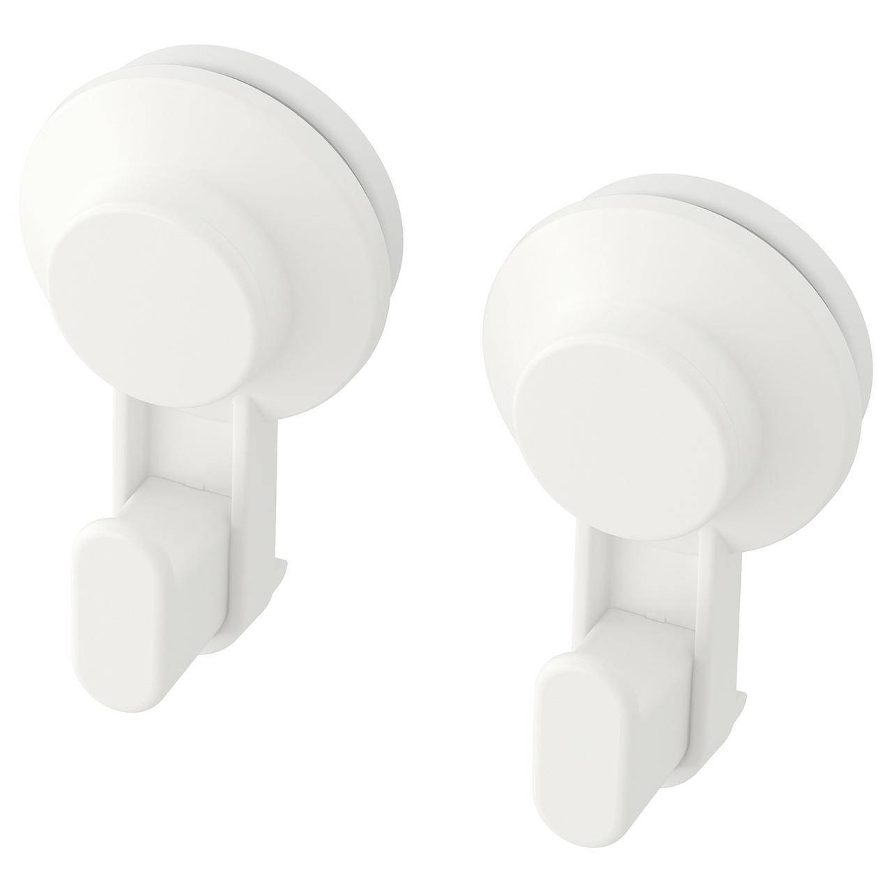 

ТИСКЕН Крючок с присоской, 2шт, белый 70381275 IKEA, ИКЕА, TISKEN