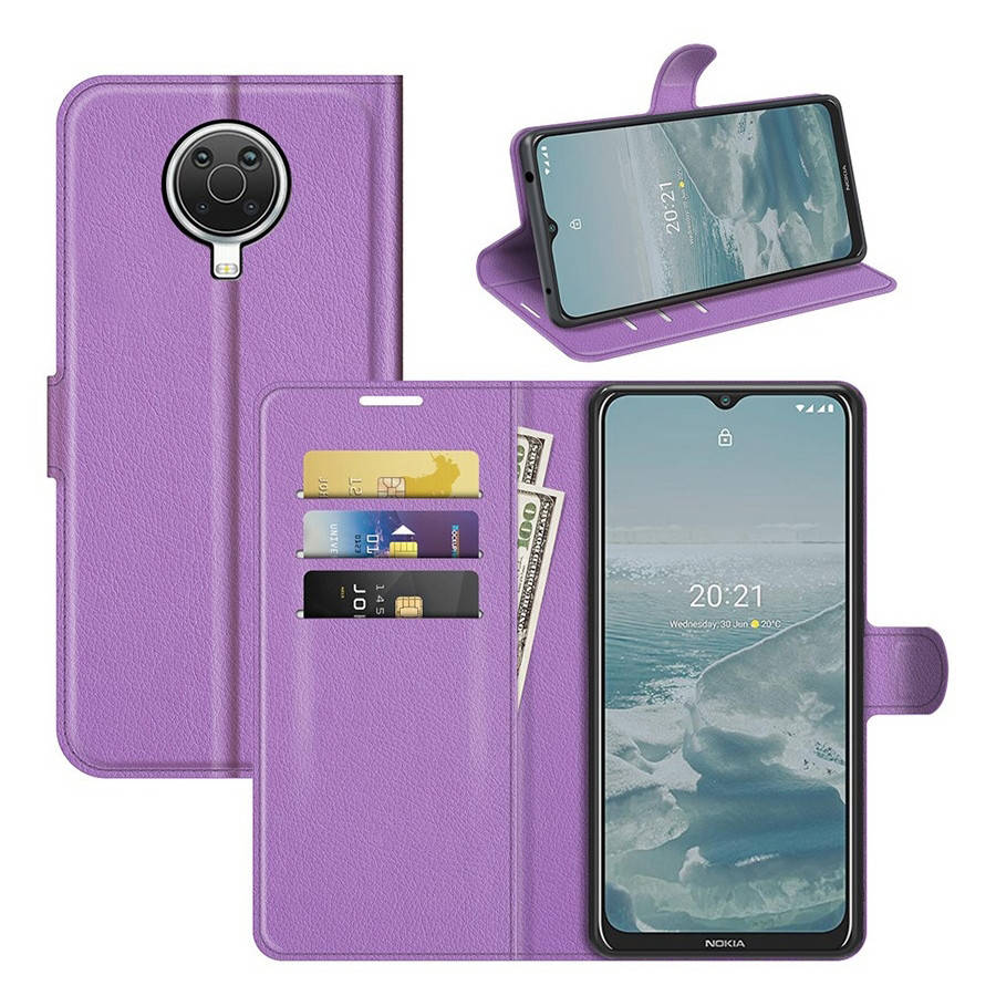 

Чехол IETP для Nokia G10 книжка кожа PU с визитницей сиреневый