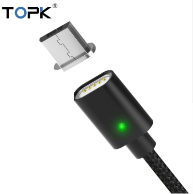 

Кабель магнитный для зарядки телефона Topk MicroUSB Android 100см |2.4A| Черный