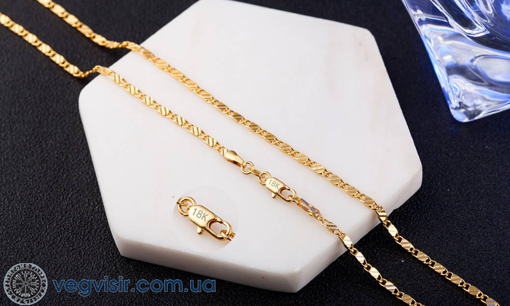 

Шикарная плоская цепочка цепь на шею позолота 18К для мужчин женщин