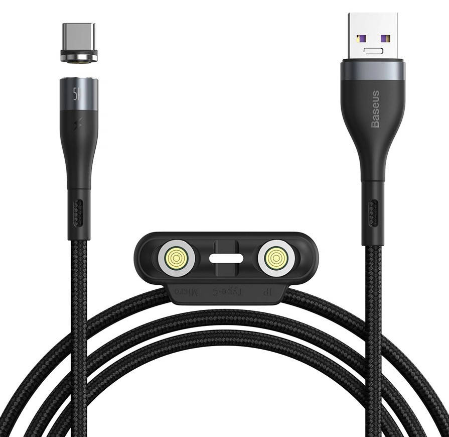 

Магнитный кабель для зарядки телефона/ смартфона Baseus 3в1 5 А 1 м Черный CA1T3-BG1