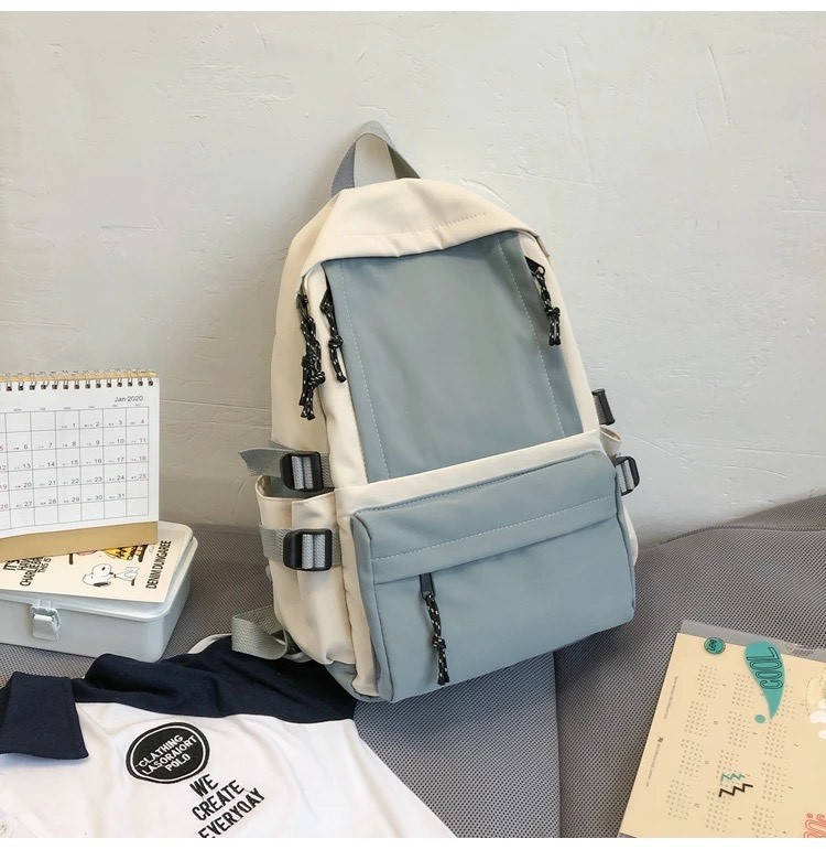 

Рюкзак школьный вместительный для девочки подростка водонепроницаемый голубой с серым Goghvinci.