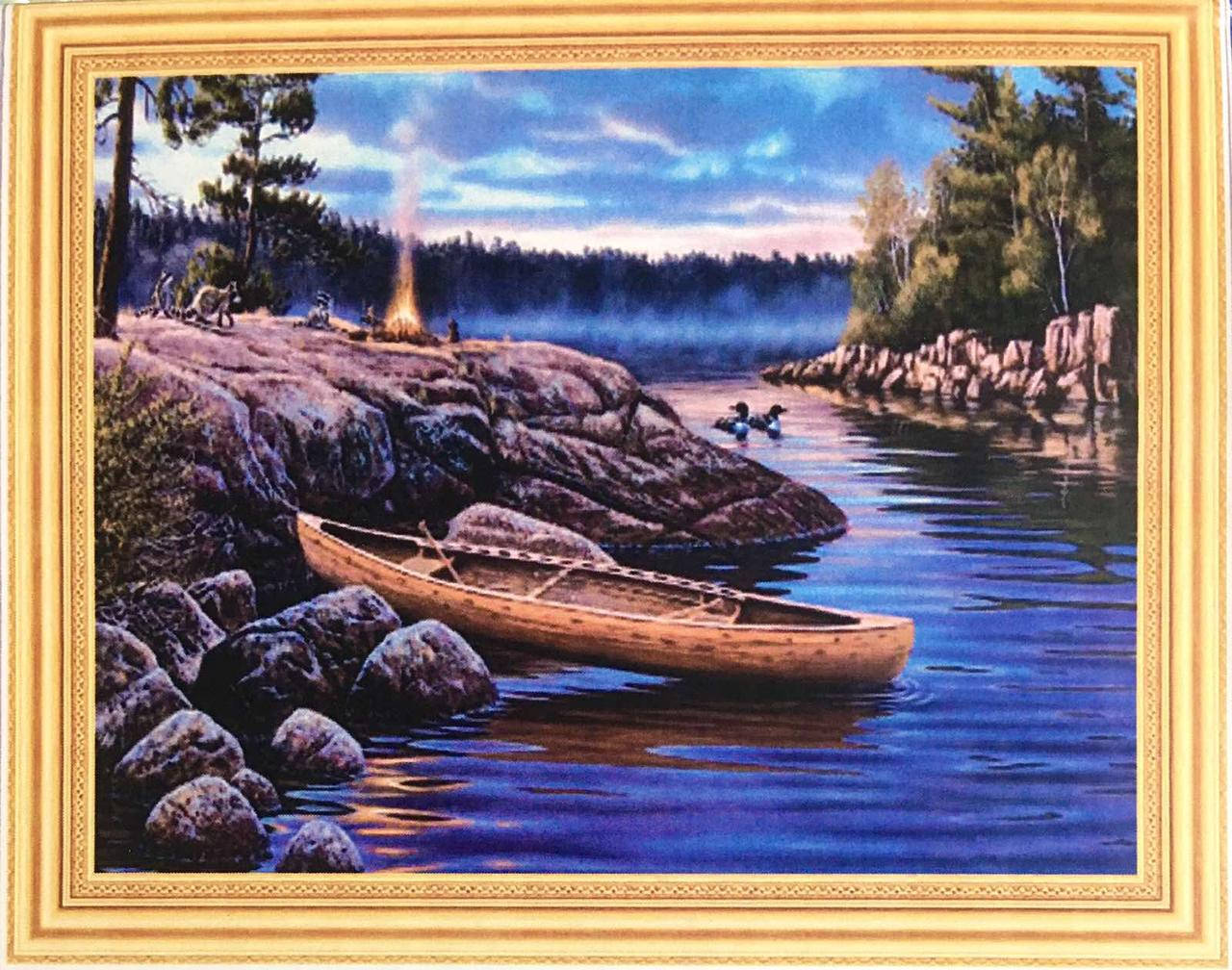 

50*40см Вечер у речки, алмазная живопись, полная выкладка