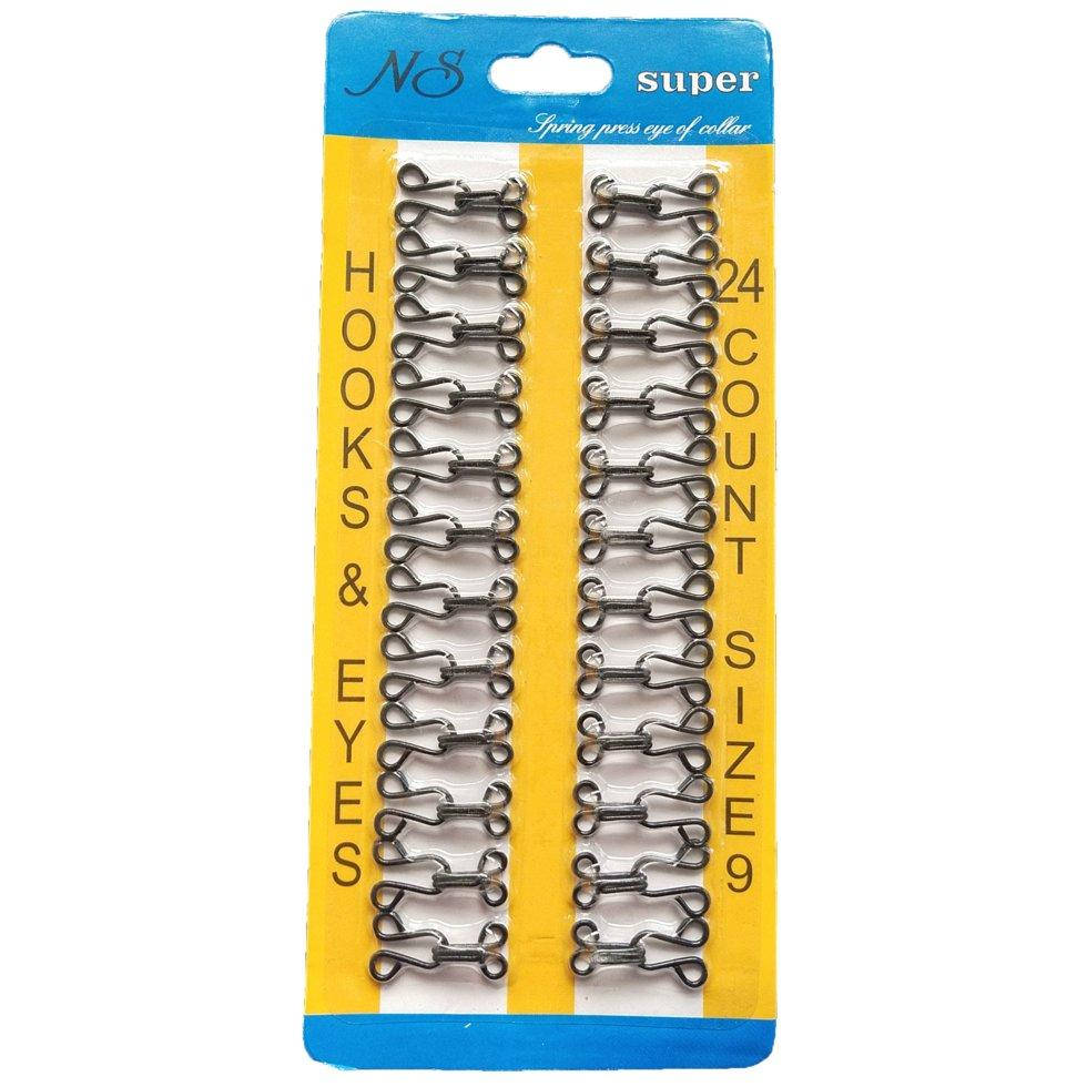 

9 крючки, застежки для одежды Sindtex черные 24шт