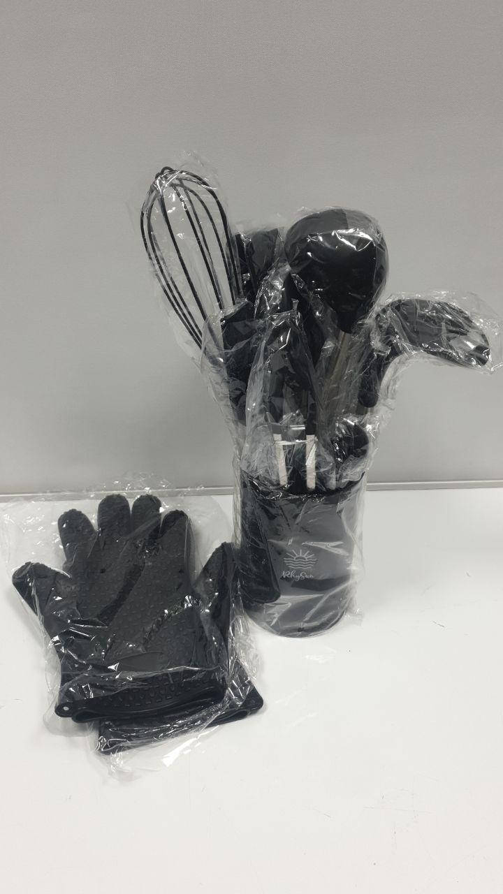 

Набор кухонных принадлежностей Kitchen Tool 16 предметов черный с антипригарной ручкой и нержавеющей