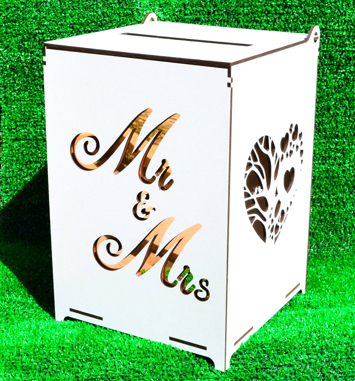 

Свадебный Банк для Денег Mr&Mrs с Золотым Акрилом 26см Деревянная Коробка Казна сундук копилка на свадьбу