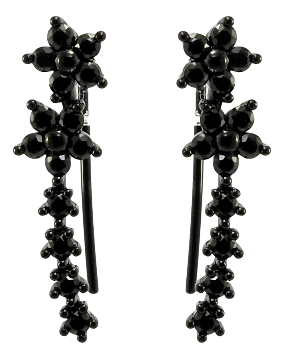 

Серьги Xuping Позолота Black (черное золото) французский замок "Цветочная дорожка с черным цирконием"