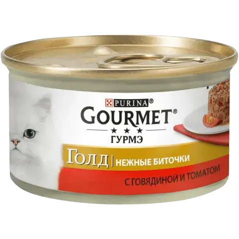

Purina Gourmet Gold Пурина Гурмет Голд корм для кошек, нежные биточки с говядиной и томатами, 85 гр.