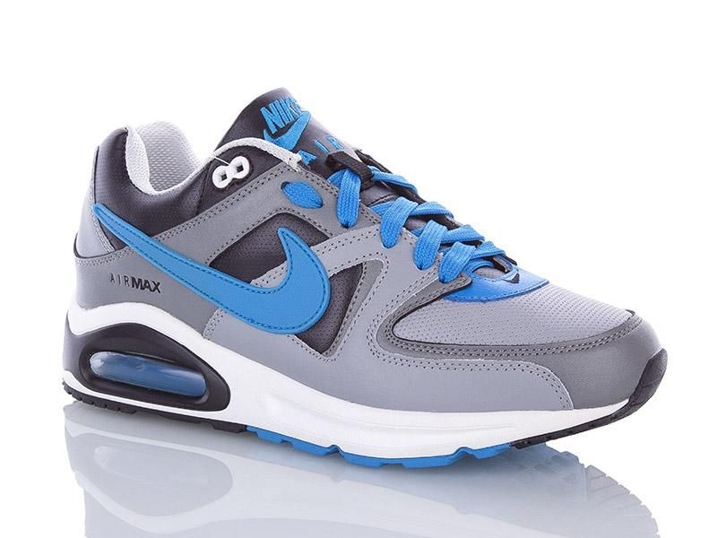 

Модные кроссовки Air Max мужские кожаные серые с синим, Серый