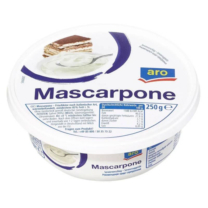 

Сыр Маскарпоне 82% "Aro" фасовка 0.25 kg