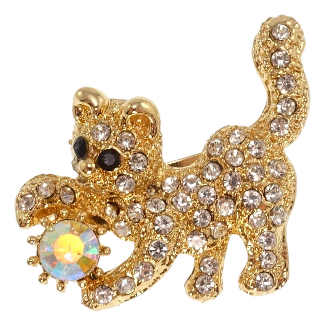 

Брошь "Кот с белыми стразами"