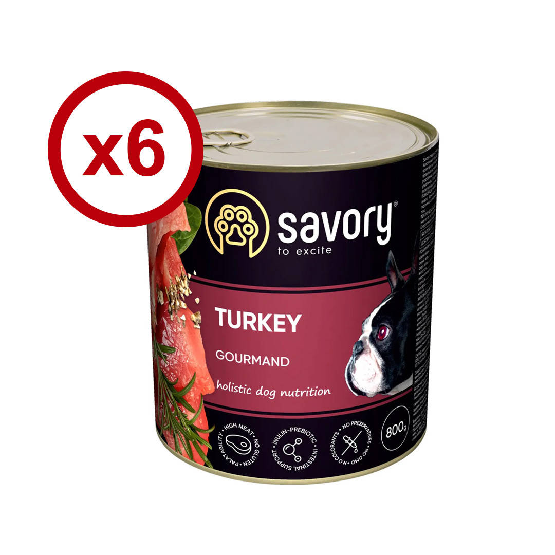 

Savory влажный корм для собак 800г*6 шт (индейка)