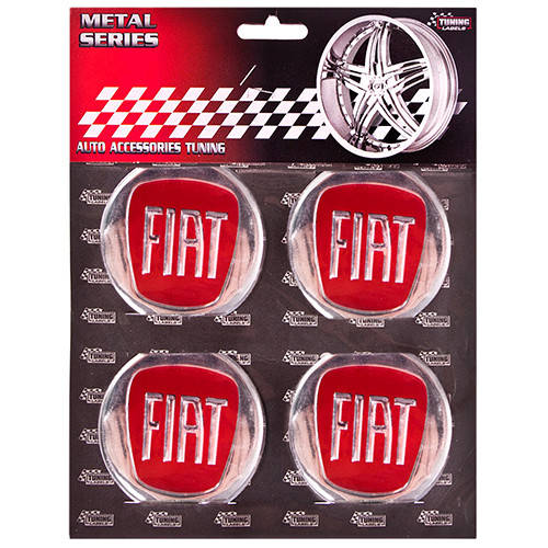 

Наклейки на колпаки, диам. 60 мм "FIAT" красные (4 шт)