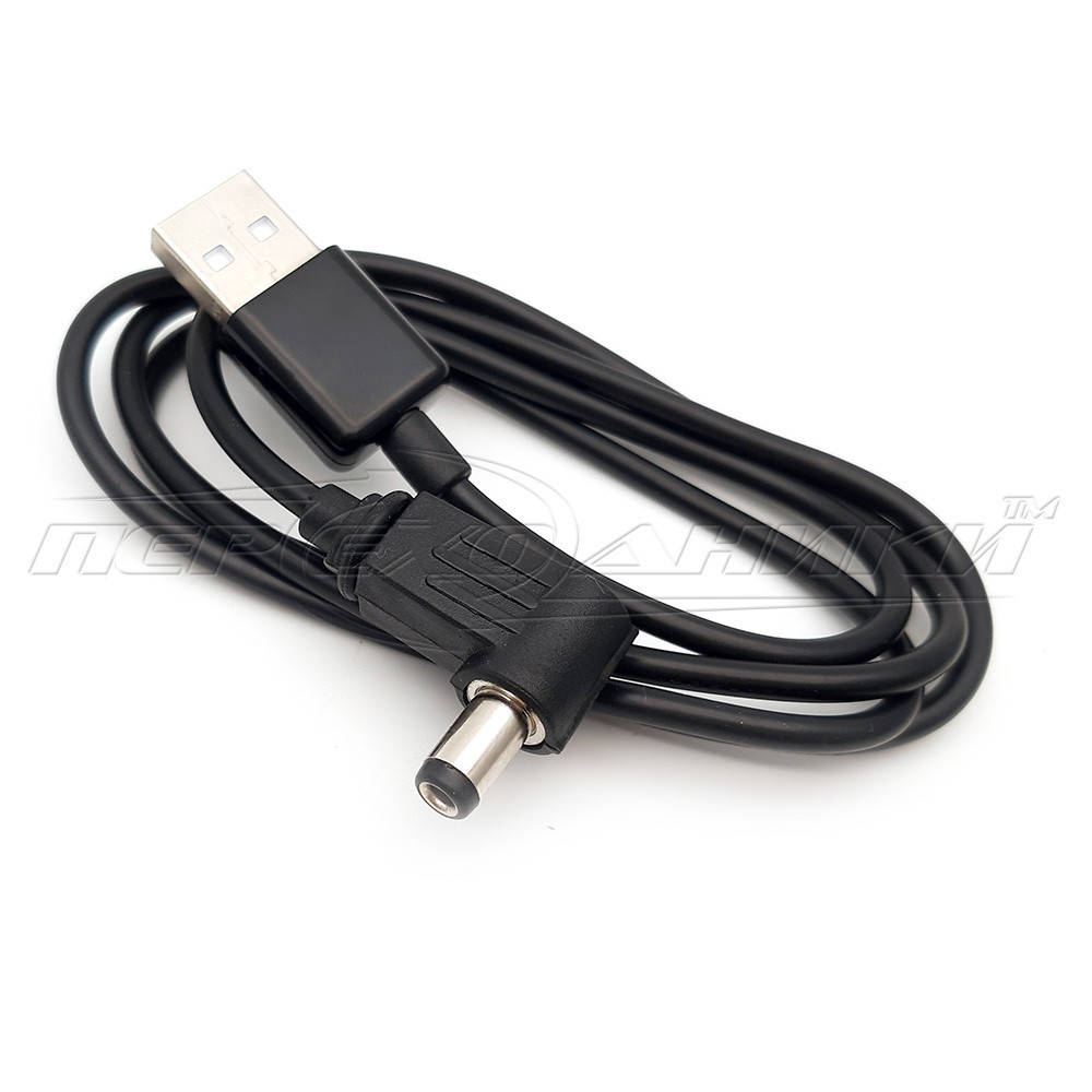 

Кабель питания USB to DC 5.5 x2.5 мм, угловой, 0.9 м, Черный
