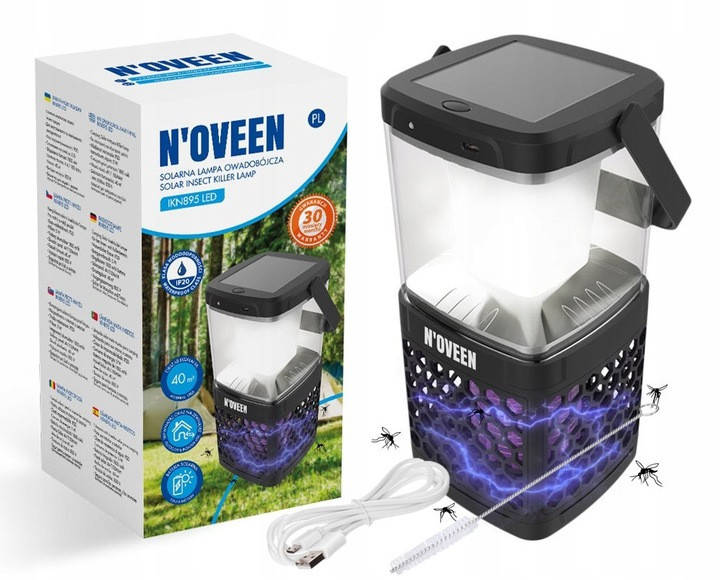 

Уничтожитель комаров + LED фонарь на солнечных батареях Noveen IKN895, Черный