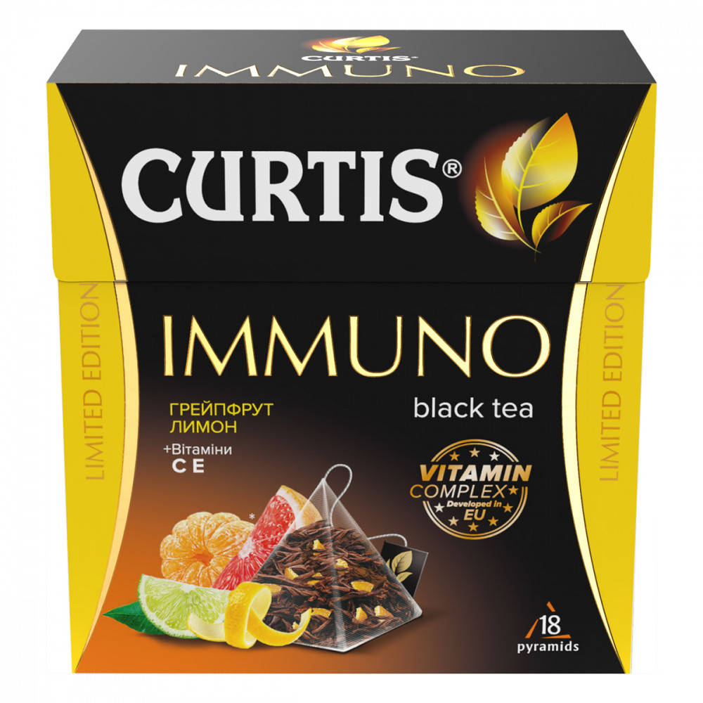 

Витаминизированный черный чай для иммунитета Curtis Immuno с грейпфрутом и лимоном в пирамидках 18 шт.