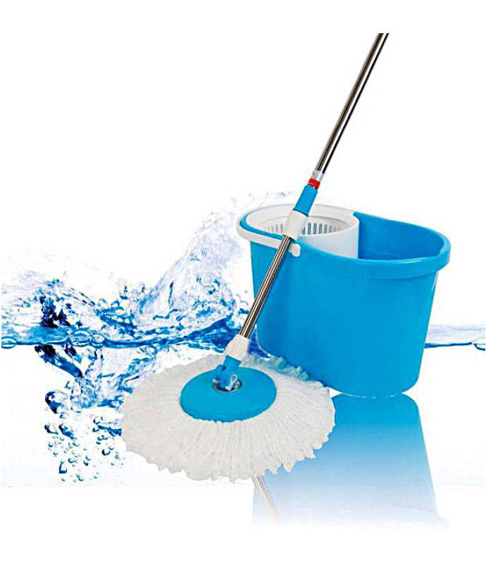 

Швабра-лентяйка с турбо отжимом и ведром Spin MOP 360° с круглой насадкой, Голубой