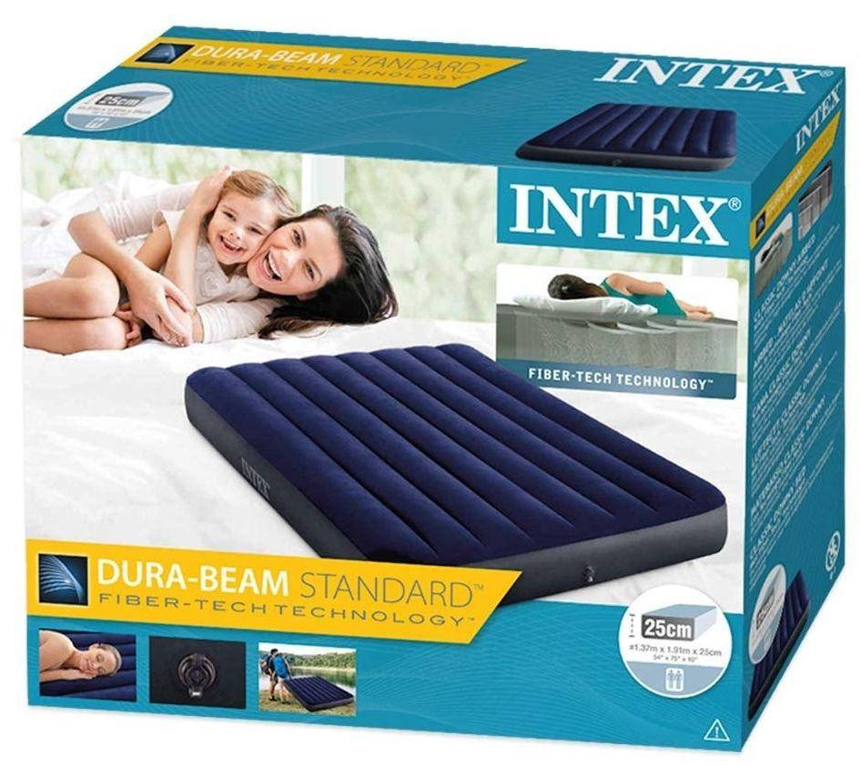 

Надувной матрас Intex 64758. Полуторный 137 х 191 х 25 см, Синий