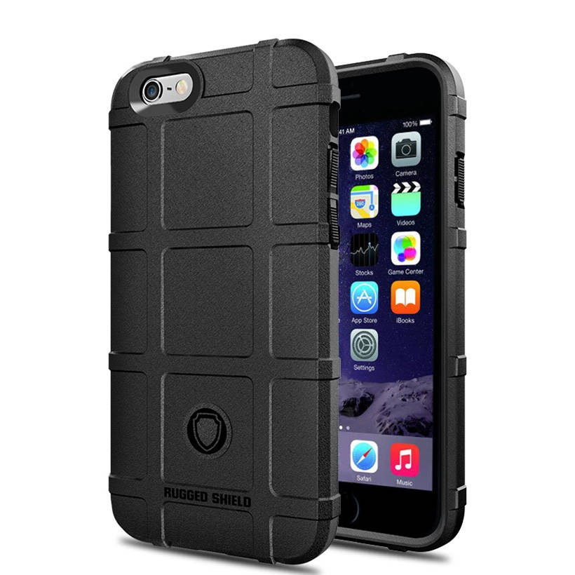 

Противоударный чехол бампер Shield для iPhone 6 6s черный резиновый