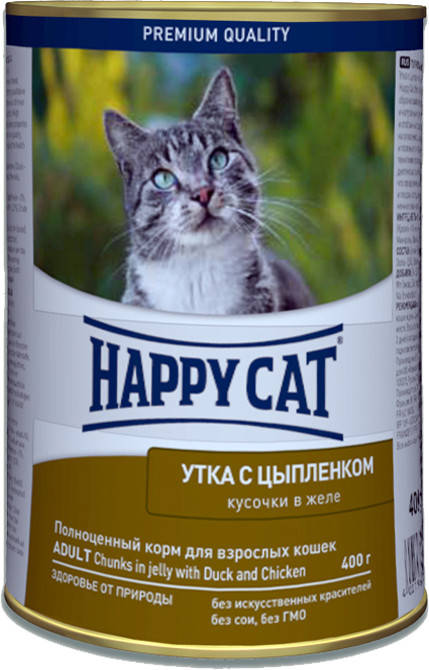 

Консервований корм Happy Cat Хеппі Кет Качка з курчам , 400 г