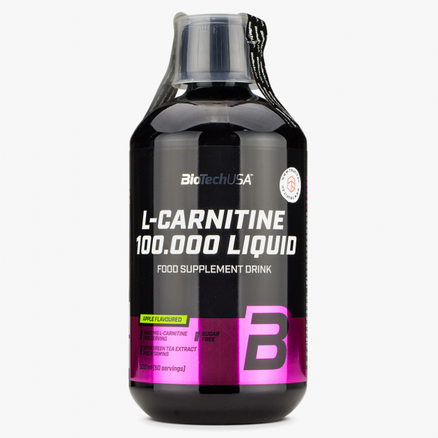 

Л-карнитин, L-Carnitine 100.000 Liquid, Biotech, 500 мл, Яблоко