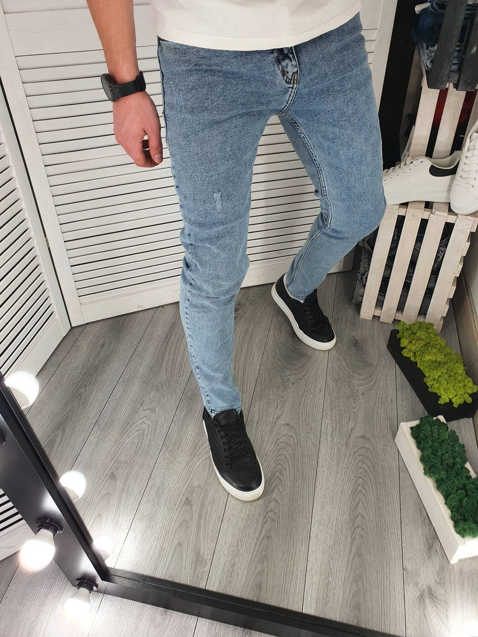 

Джинсы голубые мужские зауженные DENIM | Мужские джинсы ЛЮКС качества