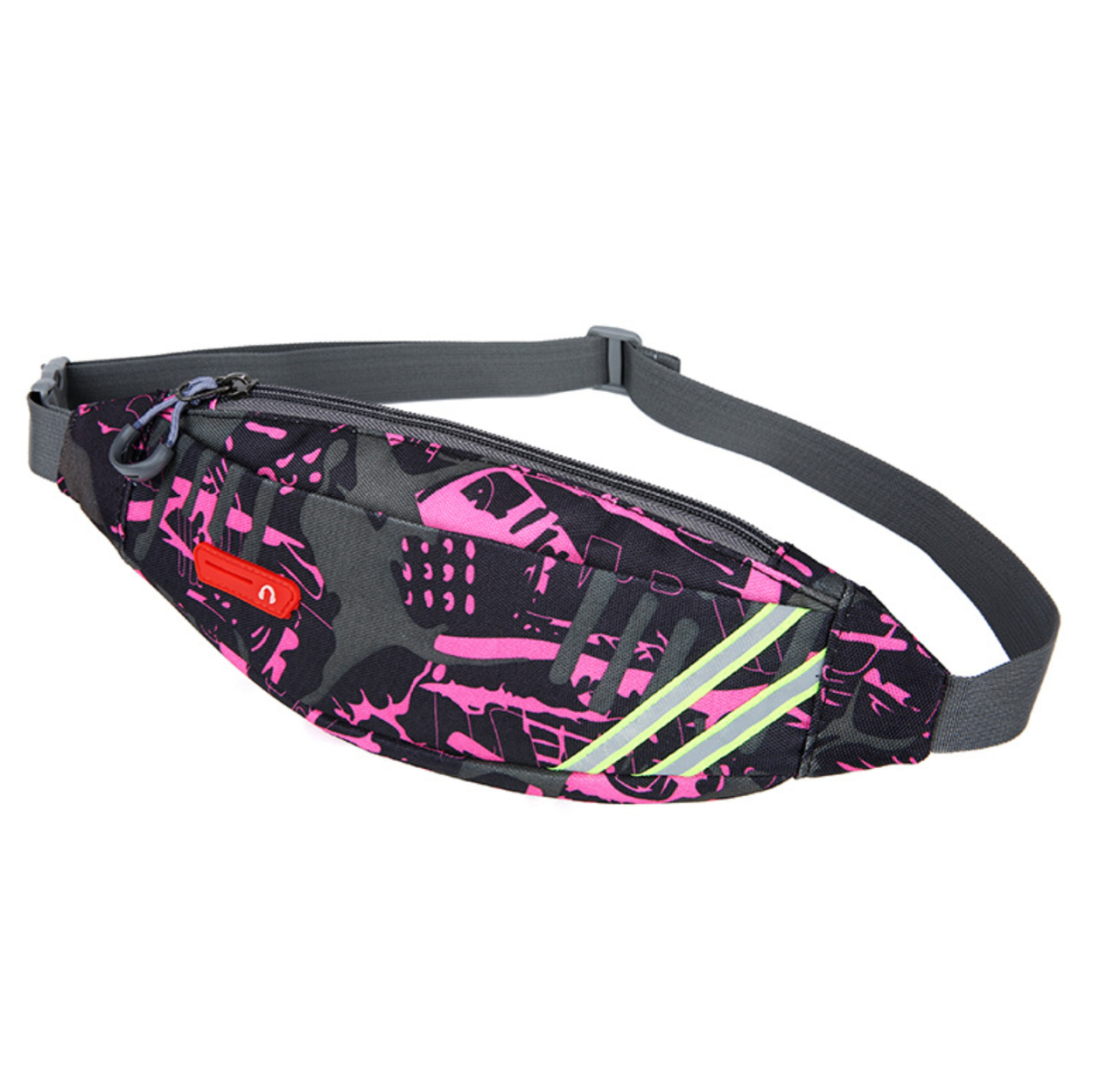 

Сумка поясная (бананка) M&JJ ОВАЛ Черный-розовый 31х12х2 см (2301)
