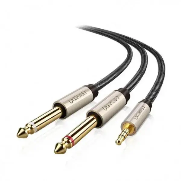 

Межкомпонентный кабель UGREEN AV126 3.5 mm TRS to 2 x 6.3 mm TS, 2 m Gray 10615