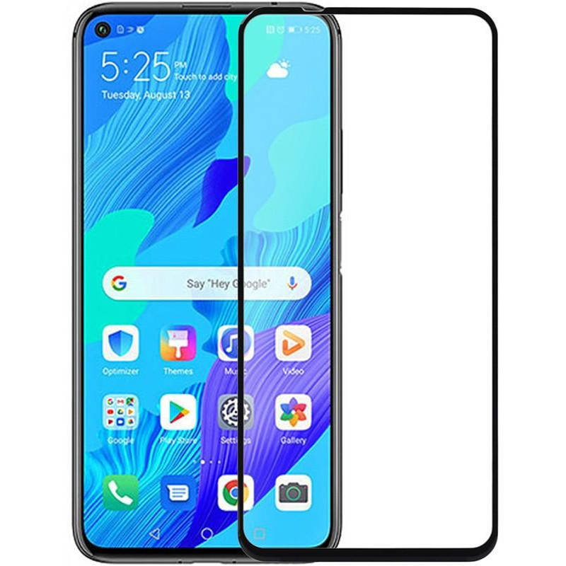 

Защитное стекло для Huawei Nova 5t (YAL-L21) Хуавей клеится по всей поверхности черное 2,5D, Черный