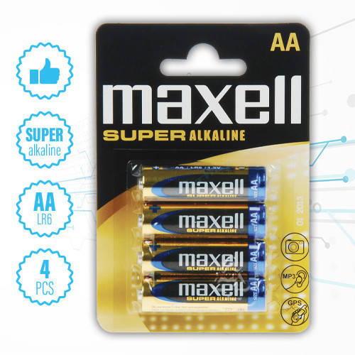 

Батарейки АА пальчиковые щелочные (алкалиновые) Maxell SuperAlkaline - AA, LR6, 4 шт