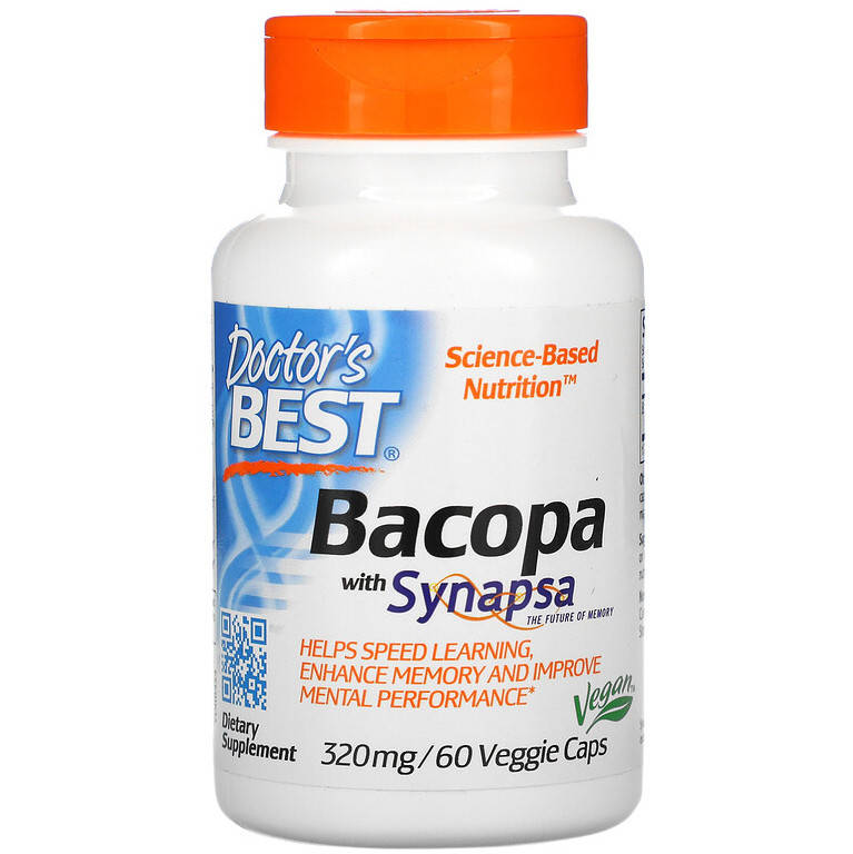 

Экстракт бакопы Doctor's Best "Bacopa With Synapsa" 320 мг, здоровье мозга (60 капсул)
